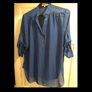 Royal blue long sleeve button up shirt